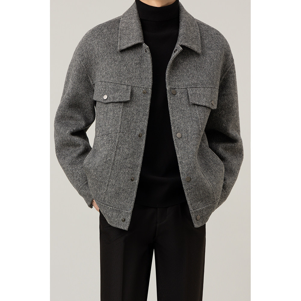 外套男秋冬季羊毛休闲翻领韩版毛呢夹克2025新款男士轻熟男装