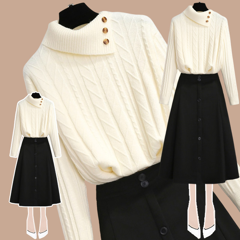 套装连衣裙女秋冬季2025年新款气质小香风高领毛衣搭配裙子两件套