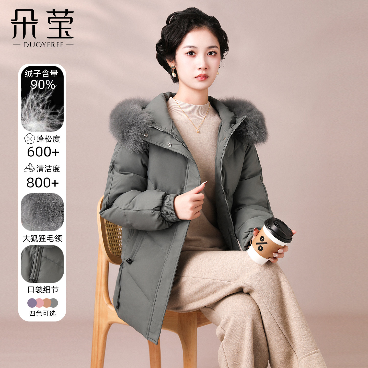 中年妈妈冬装高贵毛领羽绒服2025新款中老年女装加厚防寒连帽外套