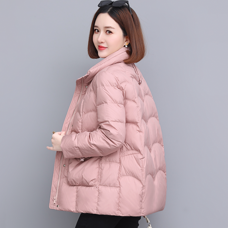 时尚气质羽绒服女中长款2025新款大码减龄90白鸭绒保暖立领