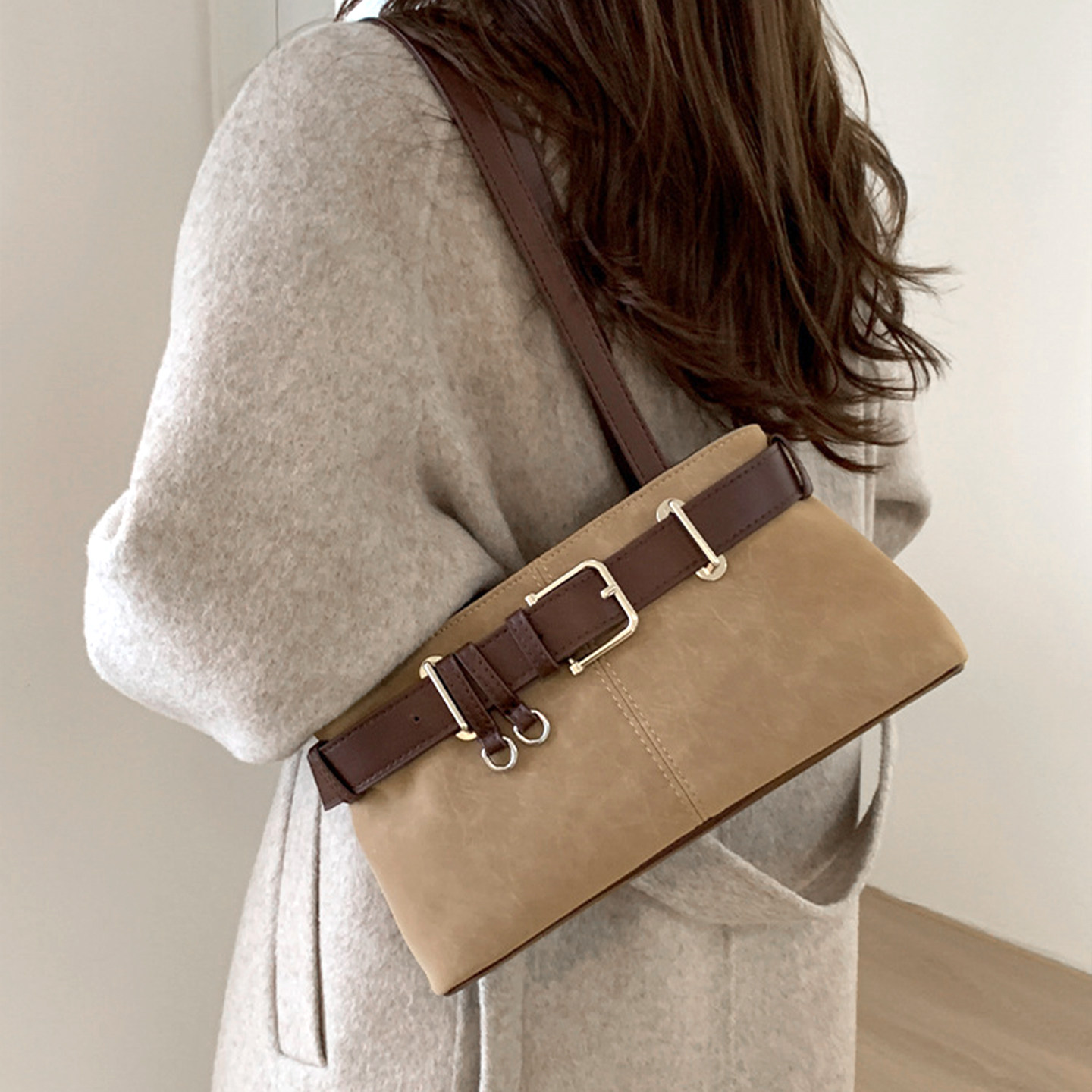 2025新款时尚腋下托特包撞色女包小众设计大容量通勤包单肩腋下包